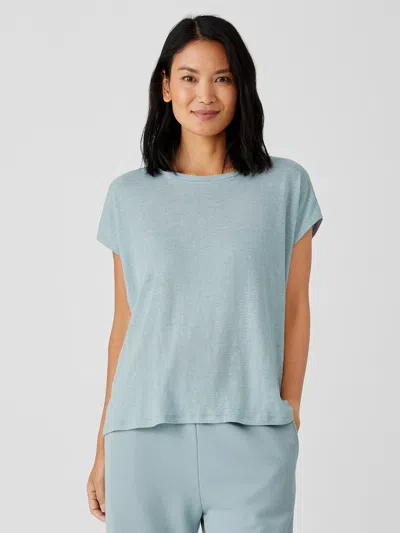 Eileen Fisher Organic Linen Jersey Square Top In Blue