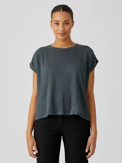 Eileen Fisher Organic Linen Jersey Square Top In Green