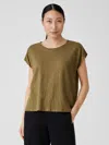 Eileen Fisher Organic Linen Jersey Square Top In Green