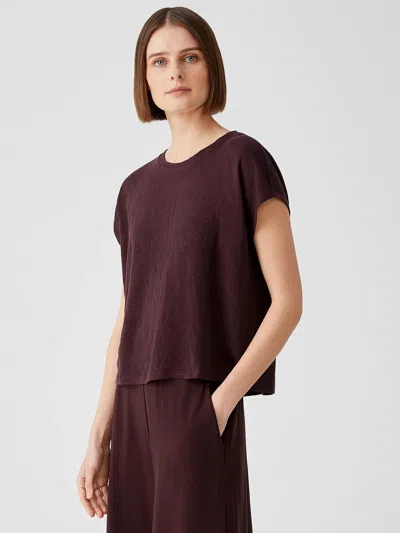 Eileen Fisher Organic Linen Jersey Square Top In Brown