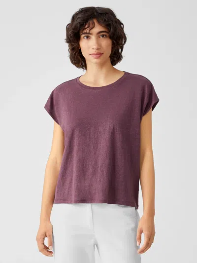 Eileen Fisher Organic Linen Jersey Square Top In Purple