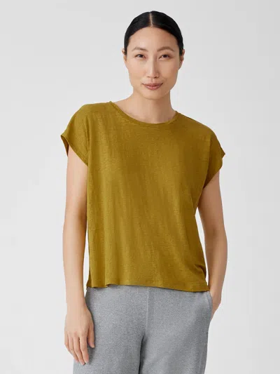 Eileen Fisher Organic Linen Jersey Square Top In Green
