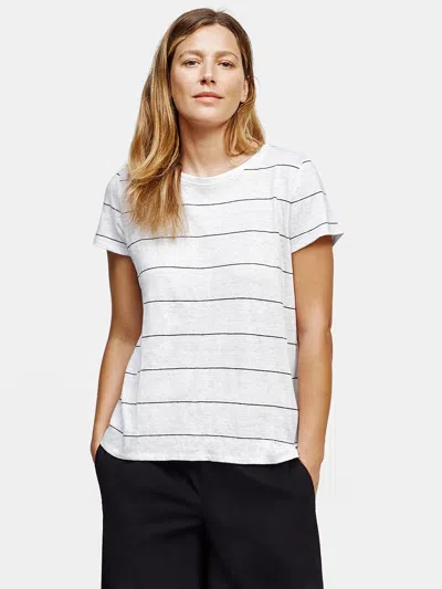 Eileen Fisher Organic Linen Jersey Striped Tee In White