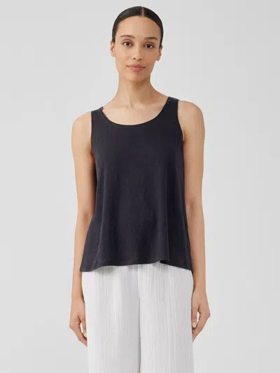 Eileen Fisher Organic Linen Jersey Tank In Black