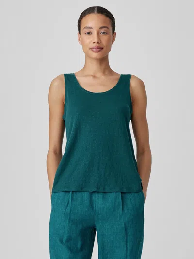 Eileen Fisher Organic Linen Jersey Tank In Blue