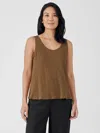 Eileen Fisher Organic Linen Jersey Tank In Brown