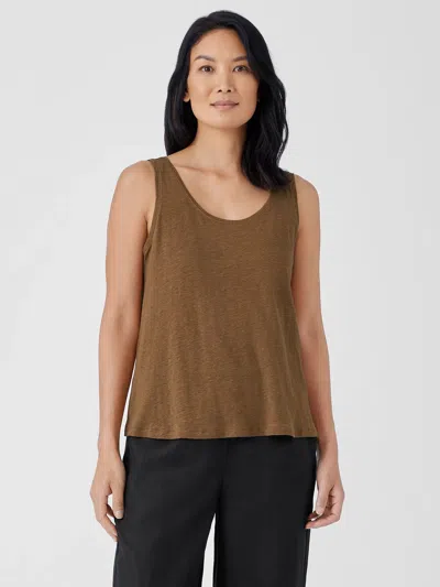 Eileen Fisher Organic Linen Jersey Tank In Brown