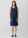 Eileen Fisher Organic Linen Jersey Tank Dress In Blue