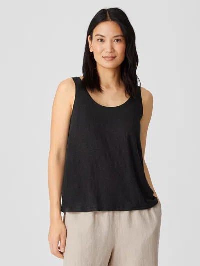 Eileen Fisher Organic Linen Jersey Tank In Black