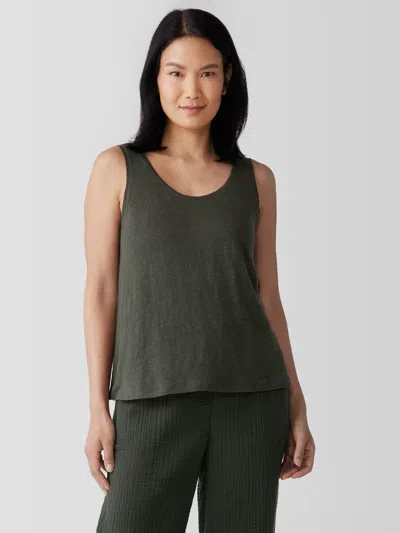 Eileen Fisher Organic Linen Jersey Tank In Green