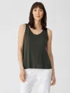 Eileen Fisher Organic Linen Jersey Tank In Green
