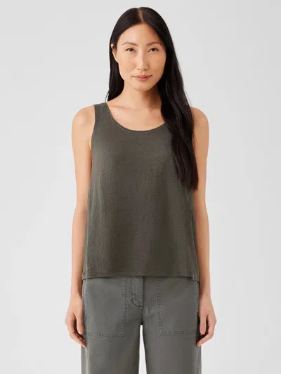 Eileen Fisher Organic Linen Jersey Tank In Green