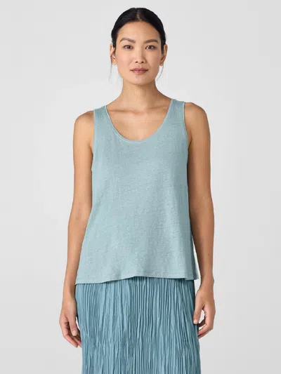 Eileen Fisher Organic Linen Jersey Tank In Green