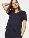 Eileen Fisher Organic Linen Jersey V-neck Tee In Black