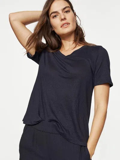 Eileen Fisher Organic Linen Jersey V-neck Tee In Black