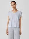 Eileen Fisher Organic Linen Jersey V-neck Tee In Gray