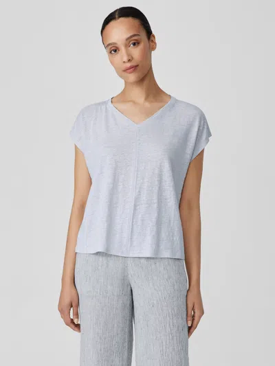 Eileen Fisher Organic Linen Jersey V-neck Tee In Gray