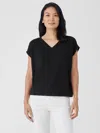 Eileen Fisher Organic Linen Jersey V-neck Tee In Multi