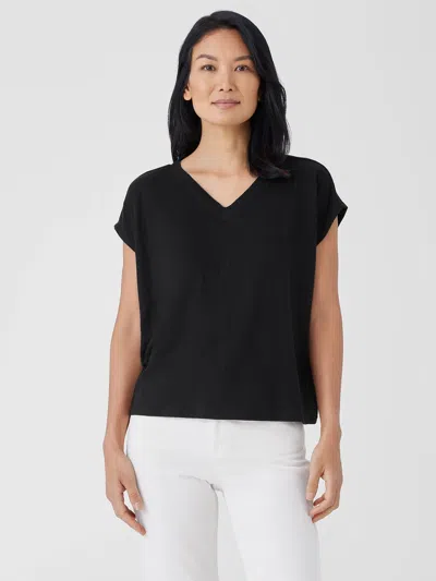 EILEEN FISHER ORGANIC LINEN JERSEY V-NECK TEE