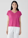 Eileen Fisher Organic Linen Jersey V-neck Tee In Pink