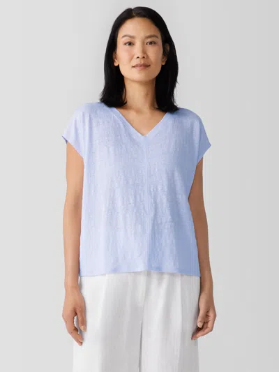 Eileen Fisher Organic Linen Jersey V-neck Tee In Purple