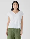 Eileen Fisher Organic Linen Jersey V-neck Tee In White