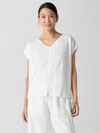 Eileen Fisher Organic Linen Jersey V-neck Tee In White