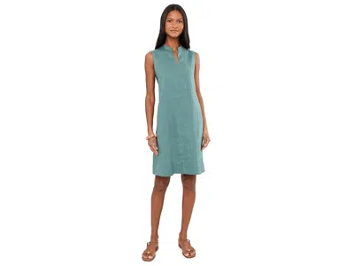 Eileen Fisher Organic Linen Knee Length Dress In Green