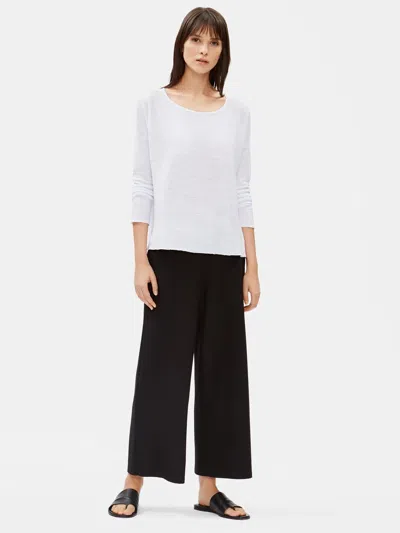 Eileen Fisher Organic Linen Knit Bateau Neck Box-top In White