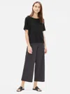 Eileen Fisher Organic Linen Knit Short-sleeve Box-top In Black