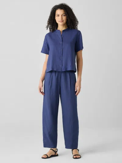 Eileen Fisher Organic Linen Lantern Pant In Blue