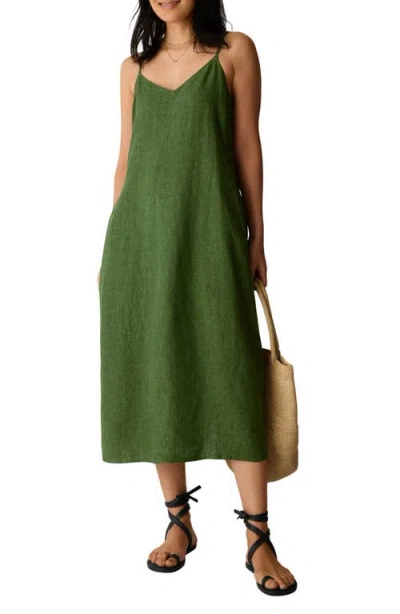 Eileen Fisher Organic Linen Lantern Shift Dress In Green