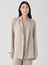 Eileen Fisher Organic Linen Long Blazer In Black