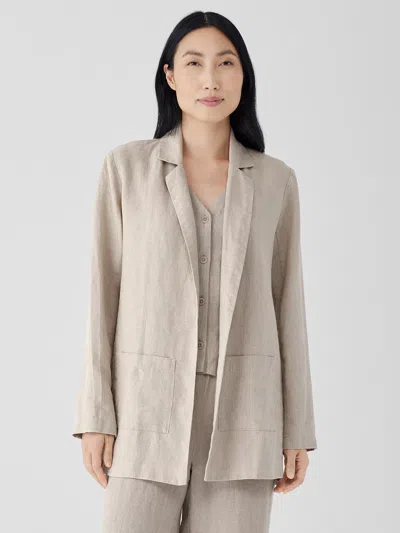 Eileen Fisher Organic Linen Long Blazer In Black