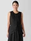 Eileen Fisher Organic Linen Long Vest In Black