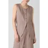 Eileen Fisher Organic Linen Long Vest In Cocoa