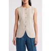 Eileen Fisher Button-down Organic Linen Vest In Undyed Natural