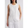 Eileen Fisher Button-down Organic Linen Vest In White