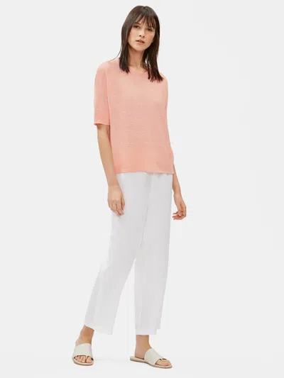Eileen Fisher Organic Linen Melange Elbow-sleeve Top In Orange