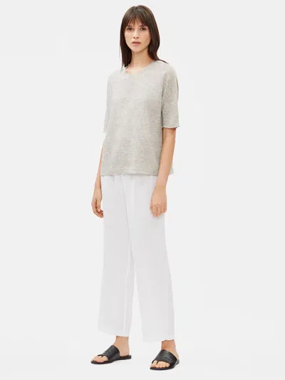 Eileen Fisher Organic Linen Melange Elbow-sleeve Top In Neutral