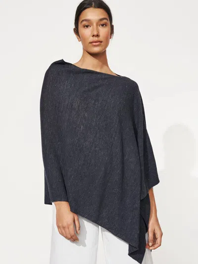 Eileen Fisher Organic Linen Melange Poncho In Black