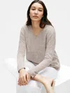 Eileen Fisher Organic Linen Melange V-neck Box-top In Neutral