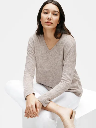 Eileen Fisher Organic Linen Melange V-neck Box-top In Neutral