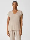 Eileen Fisher Organic Linen Melange V-neck Top In Neutral