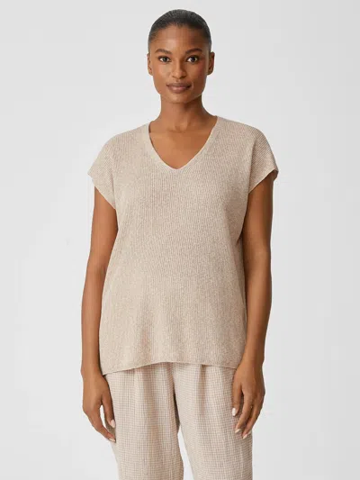 Eileen Fisher Organic Linen Melange V-neck Top In Neutral