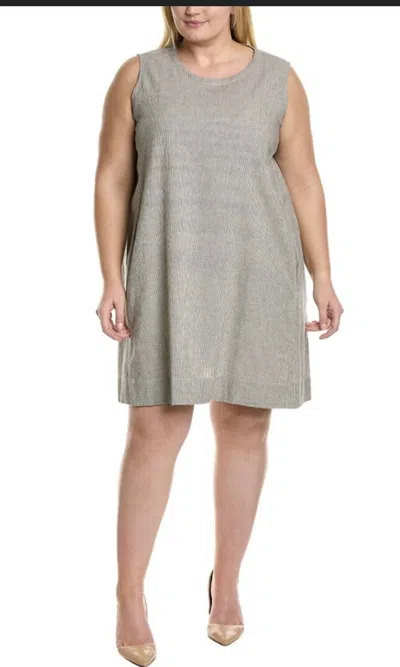 Eileen Fisher Organic Linen Pinstripe Tunic Dress In Graphite In Pink