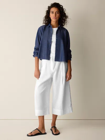 Eileen Fisher Organic Linen Pleated Culotte In White