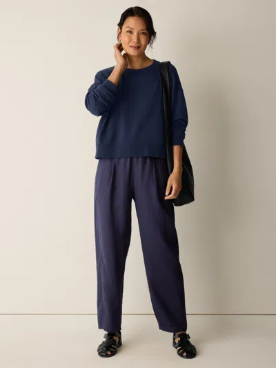 Eileen Fisher Organic Linen Pleated Lantern Pant In Blue