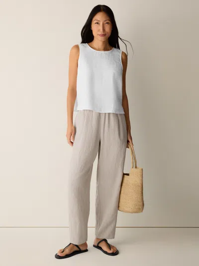 Eileen Fisher Organic Linen Pleated Lantern Pant In Undyed Natural