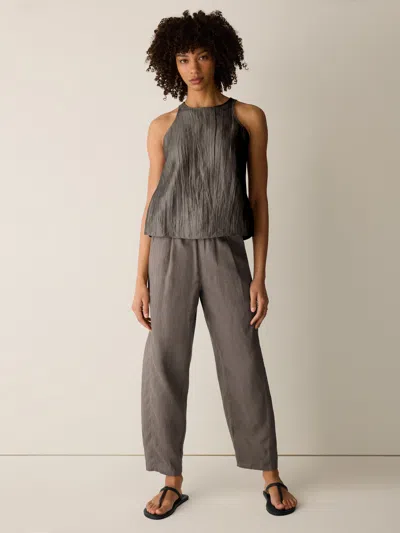 Eileen Fisher Organic Linen Pleated Lantern Pant In Walnut